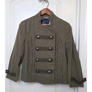 Y2K 2009 American‎ Eagle Military Jacket Double Breasted Buttons Womens M Green